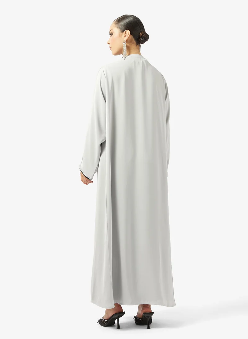 hayas closet  Piping Detail Abaya With Sheila for Women | Best Price UAE